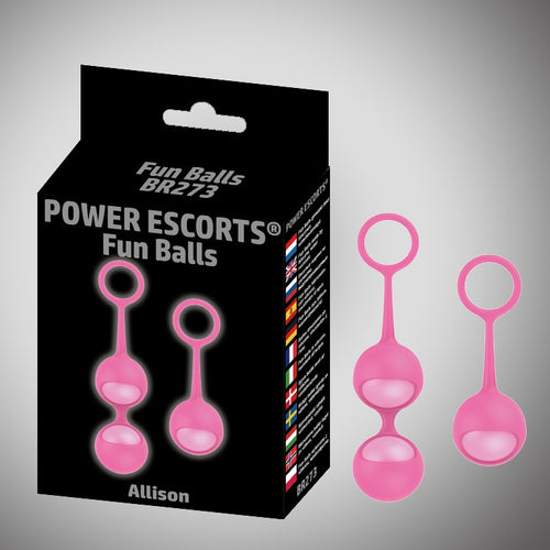 Power Escorts - BR273 - Funballs Allison - Duo Kegal Balls - Silicone - Pink