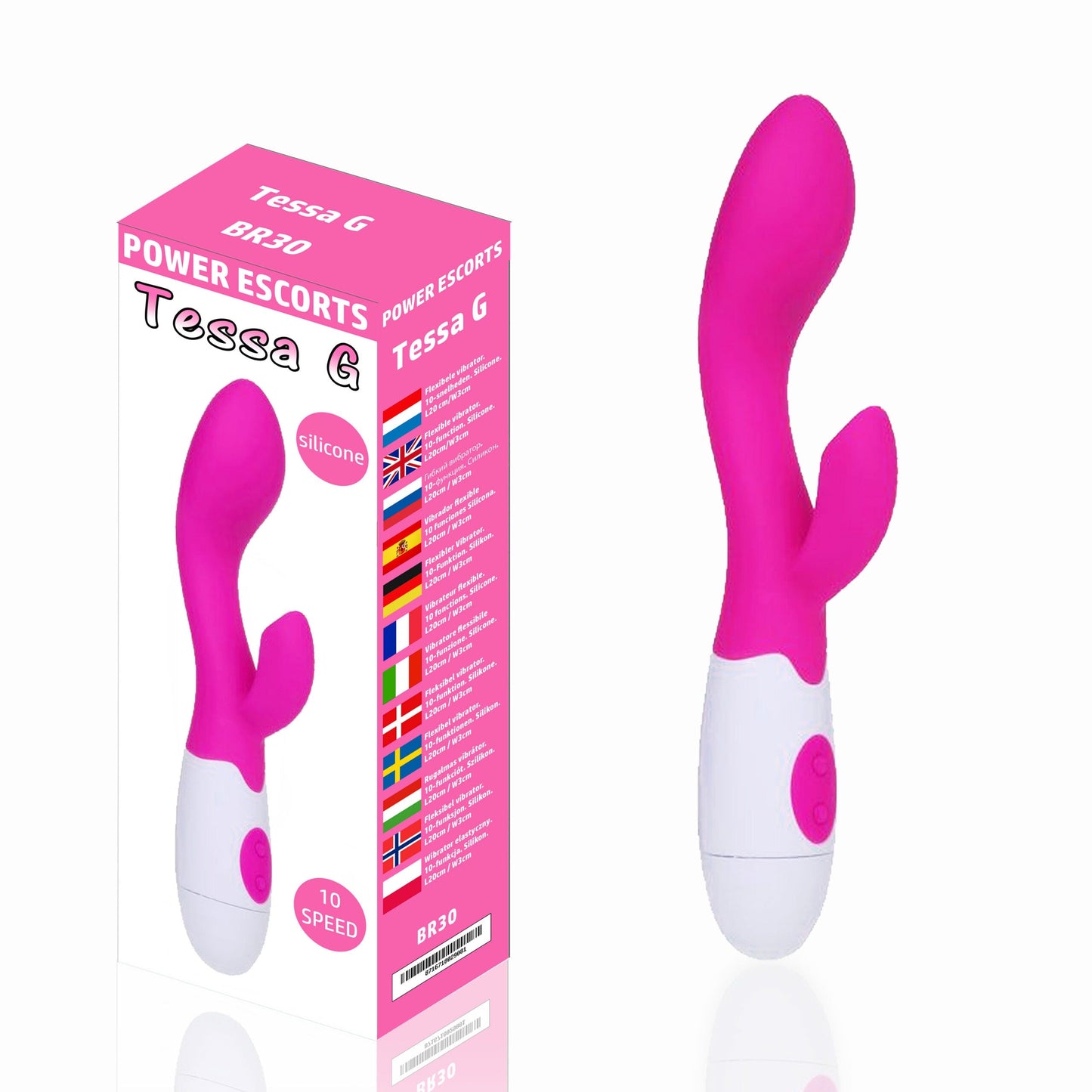 Power Escorts - BR30 - Tessa G Pink G-Spot & Clitoris Vibrator - 10 Functions