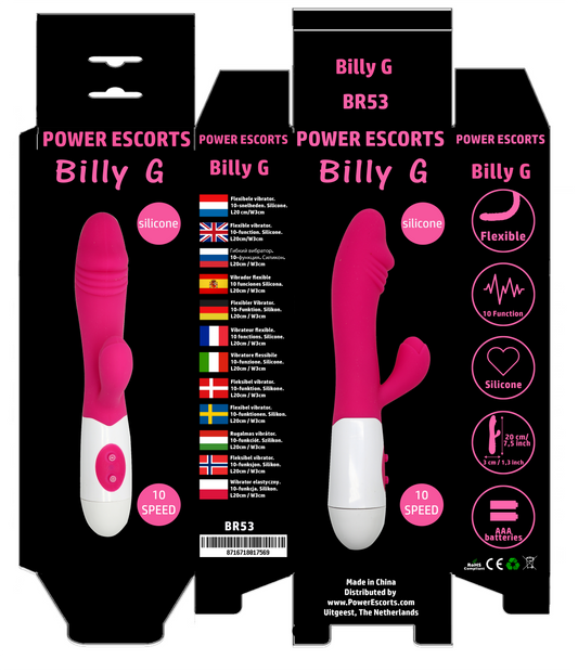 Power Escorts - BR53 - Billy G Pink G Spot Vibrator - 10-Speed - 20 CM  - Colour Box