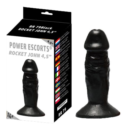 Power Escorts - BR79 - Rocket John 4,5'' Realistic Mini Dildo - 11,5 CM - Black