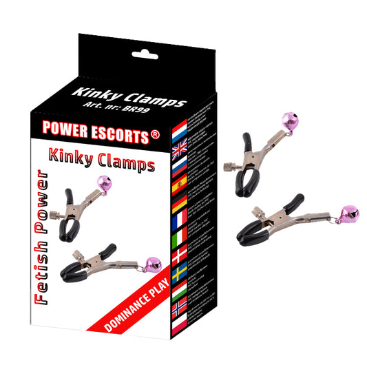 Power Escorts - BR99 - Kinky Nipple Clamps - With Ringing Balls - Black