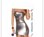 Body Pleasure - TL107 Silver - Wet Look Dress - One Size Fits Most