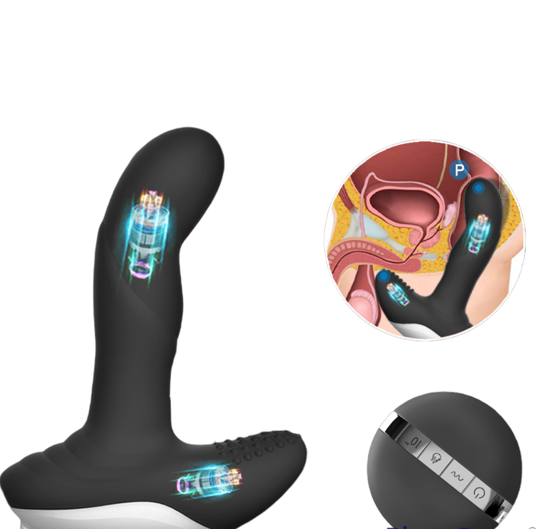 Luxury Play Prostate Stimulator - Silicone Usb Massager -  7 Function - Pulsator - Heating - Black - LP06