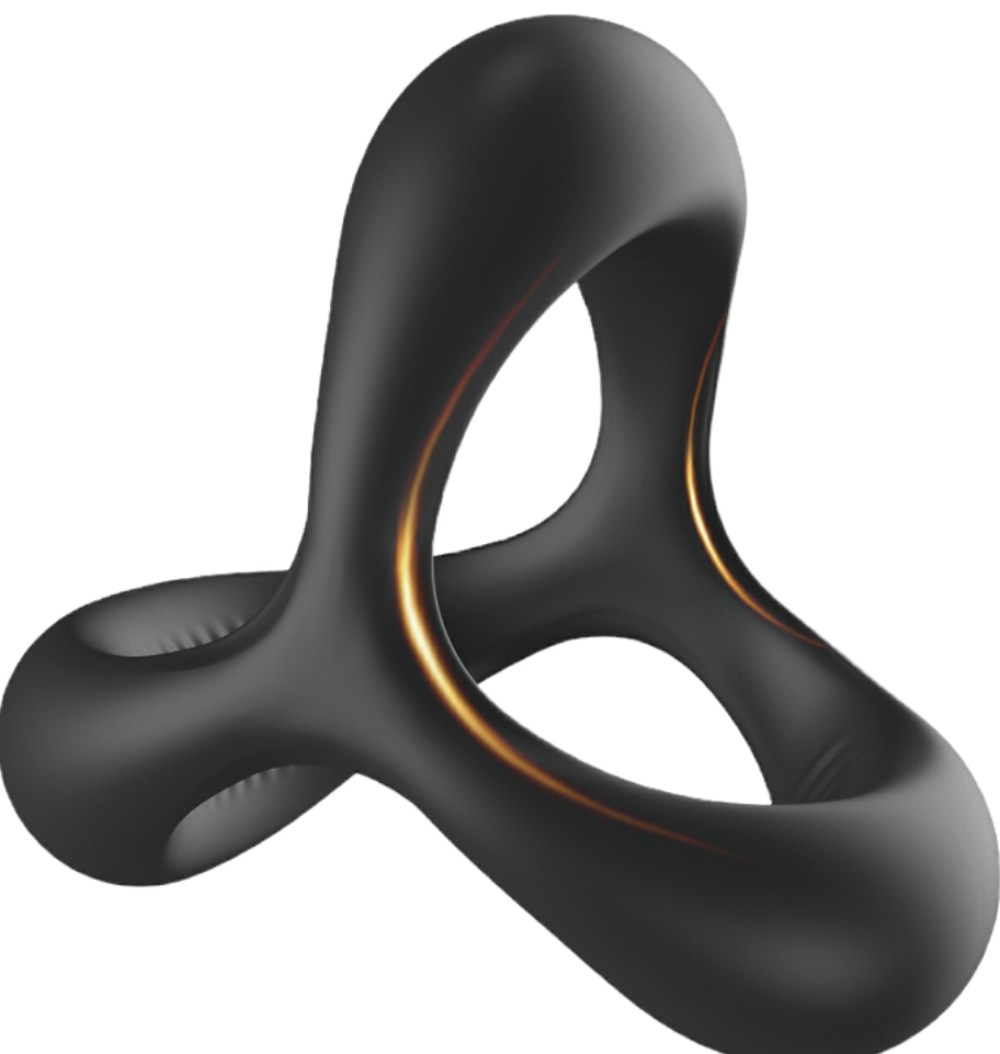 Luxury Play - Cockring - Elastic - Stretch - 3 Part Ring - Silicone - Black - LP07 - Colour box BACK IN STOCK