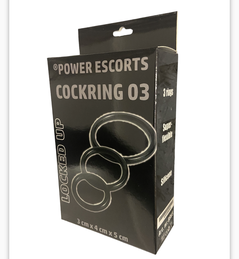 Power Escorts - BR65 - Cockring 03 - Cockring 3-Pack - Silicone Rings - Black