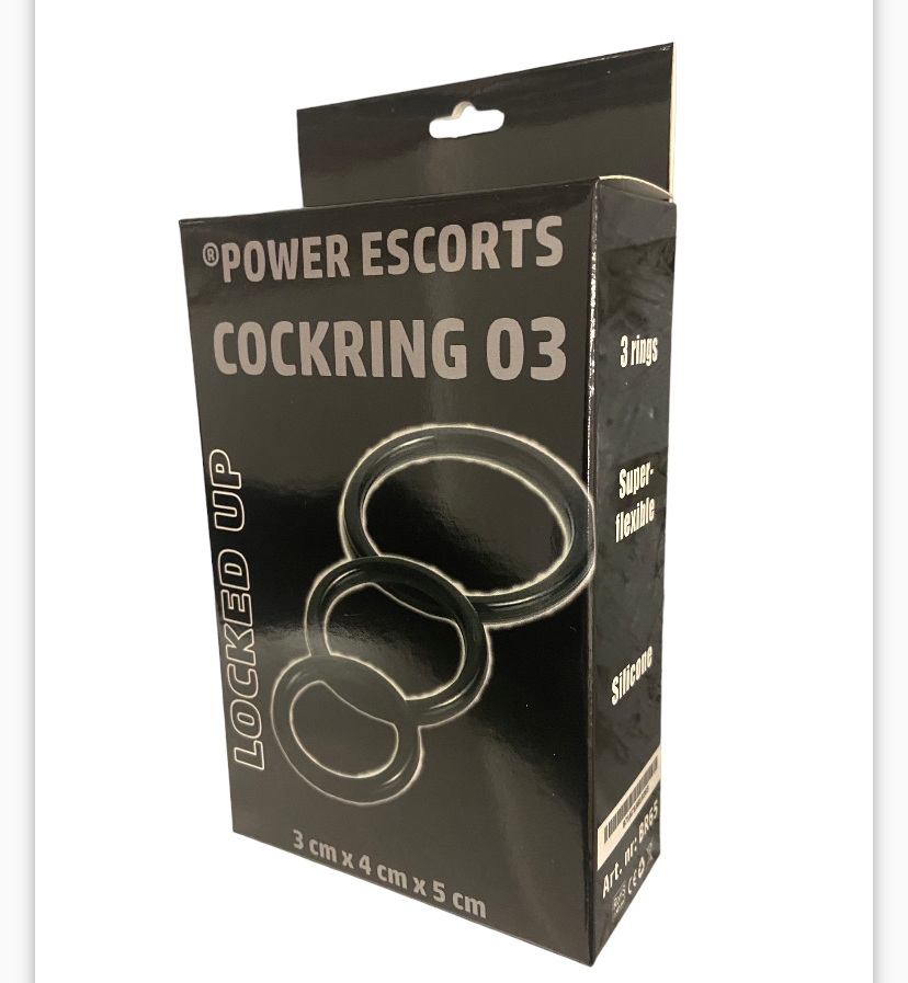 Power Escorts - BR65 - Cockring 03 - 3-Pack Silicone  Penis Rings - Black - Colour box