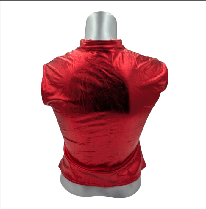 Glossy Red Kinky Bodywarmer Wth Zipper