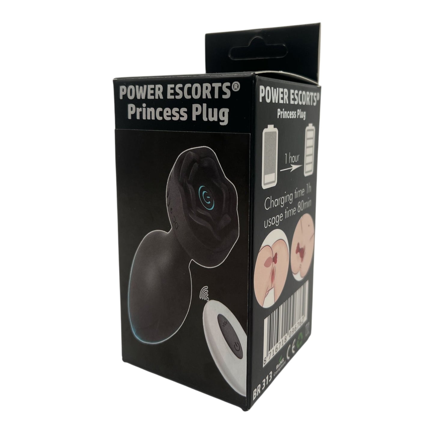 Power Escorts - BR313 - Princess Plug -  Remote Rose Design Plug - USB Rechargeable - 10 Functions - Two Colors