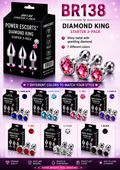 Power Escorts - BR138 - Metallic Anal Plug With Stone - 3 Pack - Colour Box- 7 Colours