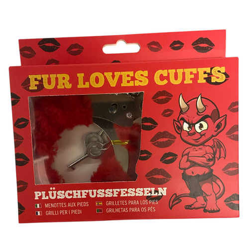 Furry Love Cuffs - Red - Extra Long Chain - Extra Heavy 265 Gram !! - Extra Big - Colourbox