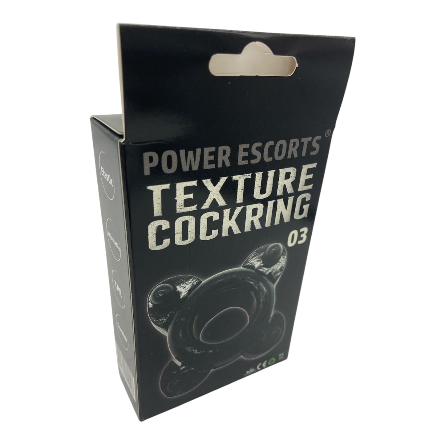 Power Escorts - BR286 - Texture Cockring 03 - Black - Extra Stretchable