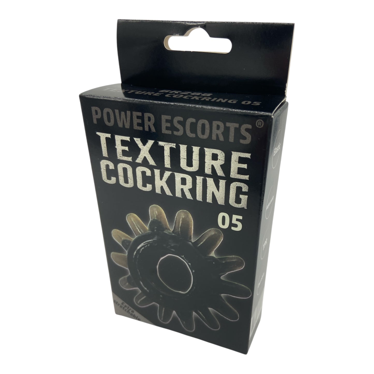 Power Escorts - BR288 - Texture Cockring 05 - Black - Extra Stretchable