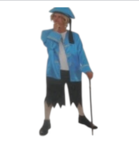 Sexy Buccaneer Roleplay Costume – Black Ragged Pants, Blue Jacket & Headscarf – Size S