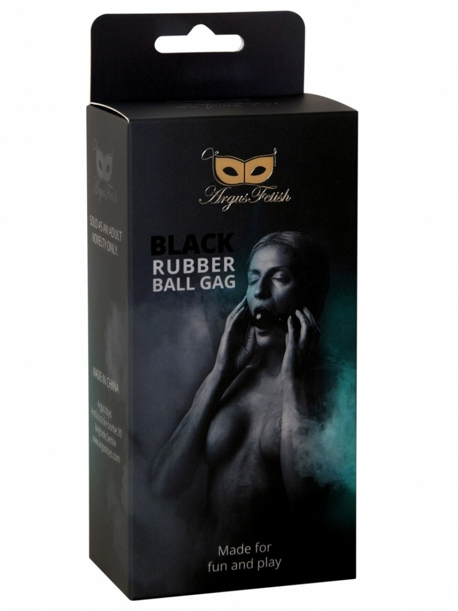 Argus Black Rubber Ball Gag - Leatherlook Strap - AF 001022