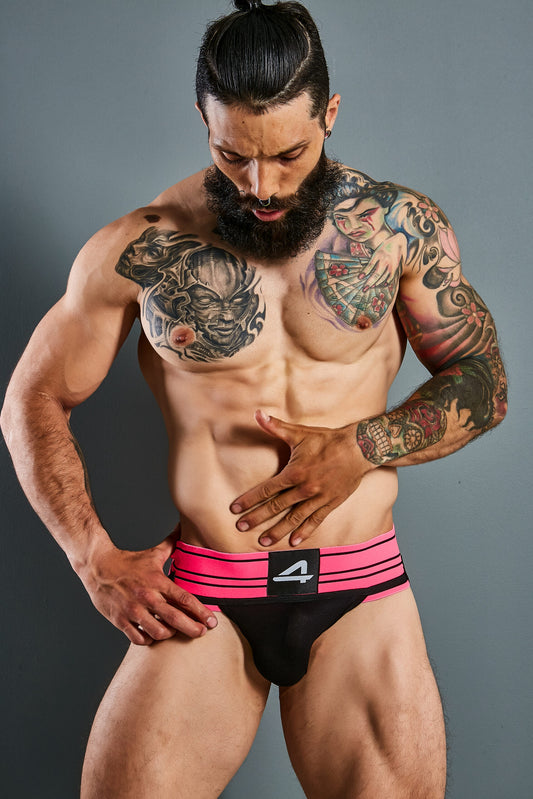 CUT4MEN - C4M15 - Rugby Jockstrap Men Underwear - Jockstrap Neon Pink - 4 Sizes - 1 Piece