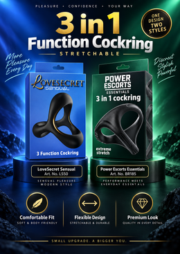 Saving 2 Pack Cockring - LoveSecret & Power Escorts - LS50 + BR185 – 3 in 1 Stretchable Cockring Duo