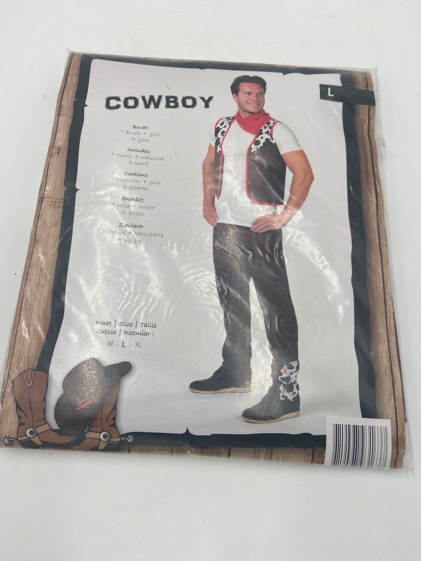 Kinky Cowboy Costume – Brown Pants, Vest & Red Scarf for Erotic Roleplay