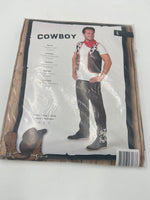 Kinky Cowboy Costume – Brown Pants, Vest & Red Scarf for Erotic Roleplay