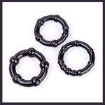 Power Escorts BR251 Black Beaded Cockring 3 Pack  - Super Stretchable -Colourbox