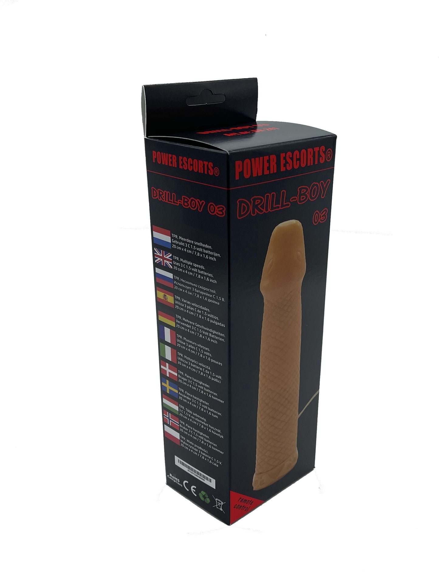 Power Escort - BR241 - Drill-Boy 03 - Realistic Vibrator - Wired Remote Control - 20cm