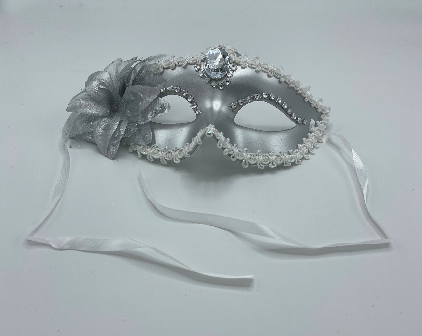 Power Escorts  - BR205 Silver - Luxury Venetian Love Mask with Stone
