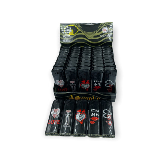 Kinky Pleasure - M010 - Lighters for Sigaret - Display 50 Pieces - Kiss/Love Black - 1 Piece