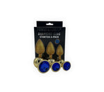 Power Escorts - BR210 Blue - Diamond King Gold Anal Plug Lightblue Stone Starter 3-Pack