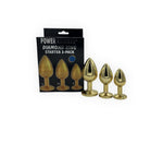Power Escorts - BR210 Darkblue - Diamond King Gold Anal Plug Dark blue Stone Starter 3-Pack - S, M & L