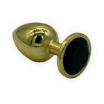 Power Escorts - BR211 Lblack - Diamond King Gold Large Plug With Black Stone - Diameter 4cm - Length 9,5 cm - Window Box