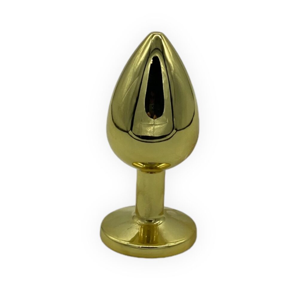 Power Escorts - BR211 Lblack - Diamond King Gold Large Plug With Black Stone - Diameter 4cm - Length 9,5 cm - Window Box