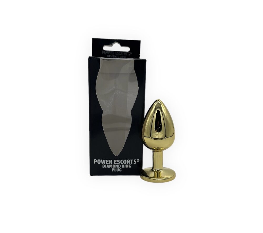 Power Escorts - BR211 Ldarkblue - Diamond King Gold Large Anal Plug Darkblue Stone- Diameter 4 cm - Length 9.5 cm