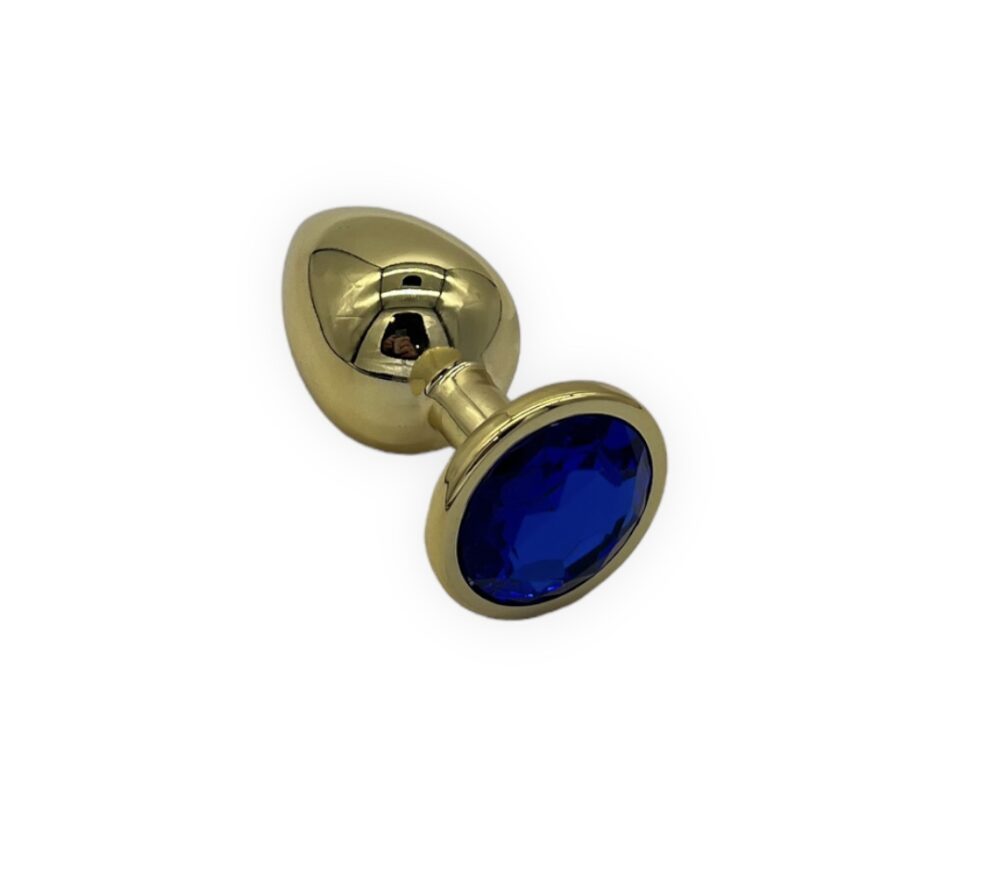 Power Escorts - BR211 Ldarkblue - Diamond King Gold Large Anal Plug Darkblue Stone- Diameter 4 cm - Length 9.5 cm