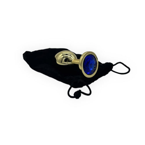Power Escorts - BR211 MDarkblue - Diamond King Gold Anal Plug Medium Darkblue Stone - Diameter 3.5 cm - Length 8.5 cm