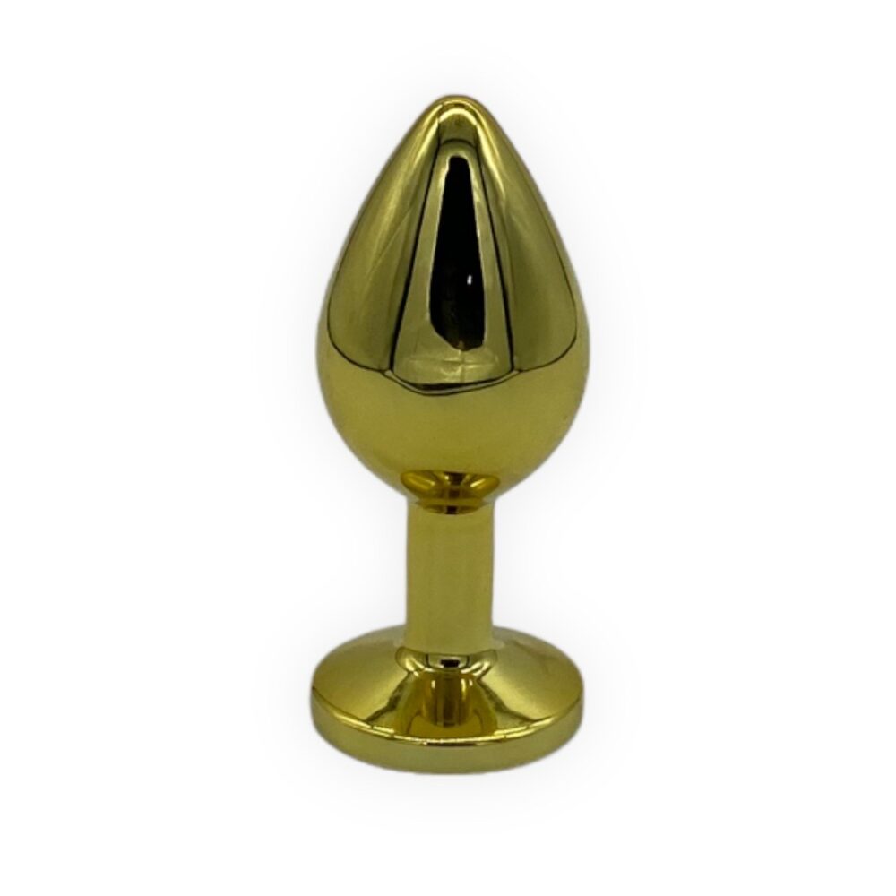 Power Escorts - BR211 Mblack - Diamond King Gold Anal Plug Medium Black Stone - Diameter 3.5 cm - Length 8.5 cm