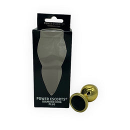 Power Escorts - BR211 Mblack - Diamond King Gold Anal Plug Medium Black Stone - Diameter 3.5 cm - Length 8.5 cm