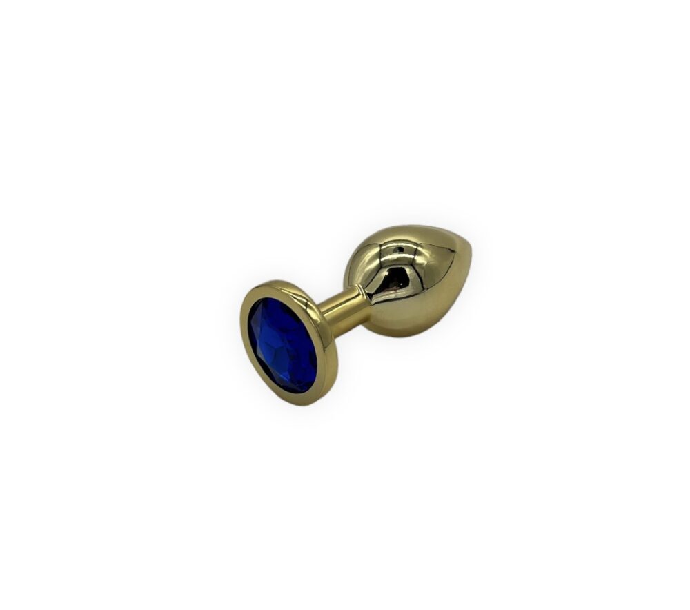 Power Escorts - BR211 MDarkblue - Diamond King Gold Anal Plug Medium Darkblue Stone - Diameter 3.5 cm - Length 8.5 cm