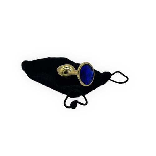 Power Escorts - BR211 Sdarkblue- Diamond King Gold Small Anal Plug Small Darkblue Stone - Diameter 2.7 cm - Length 7 cm