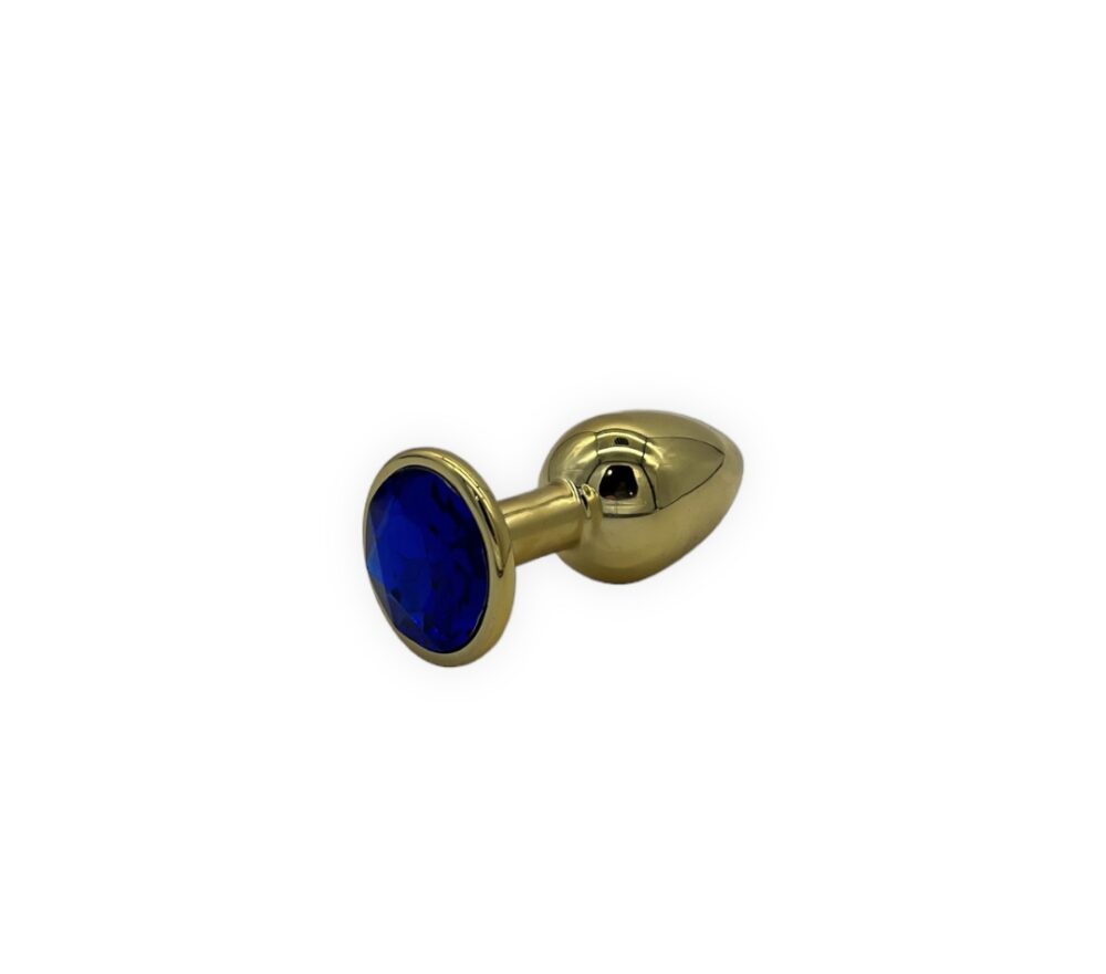 Power Escorts - BR211 Sdarkblue- Diamond King Gold Small Anal Plug Small Darkblue Stone - Diameter 2.7 cm - Length 7 cm