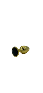 Power Escorts - BR211 Sblack - Diamond King Gold Anal Small Plug With Black Stone - Diameter 2.7 cm - Length 7 cm
