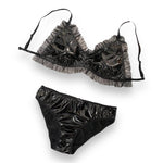 Kinky Pleasure - S013 - Wetlook - Lingerie Set - Black - Size: Large 40/42 - BULK