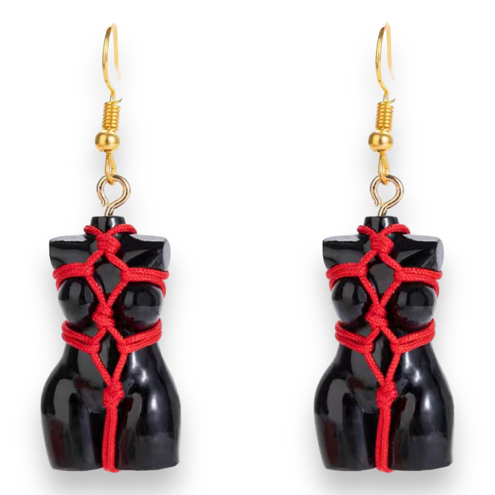 Kinky Pleasure - T007 - Earrings - Sexy Woman Shaped Body (Bondage Girl)