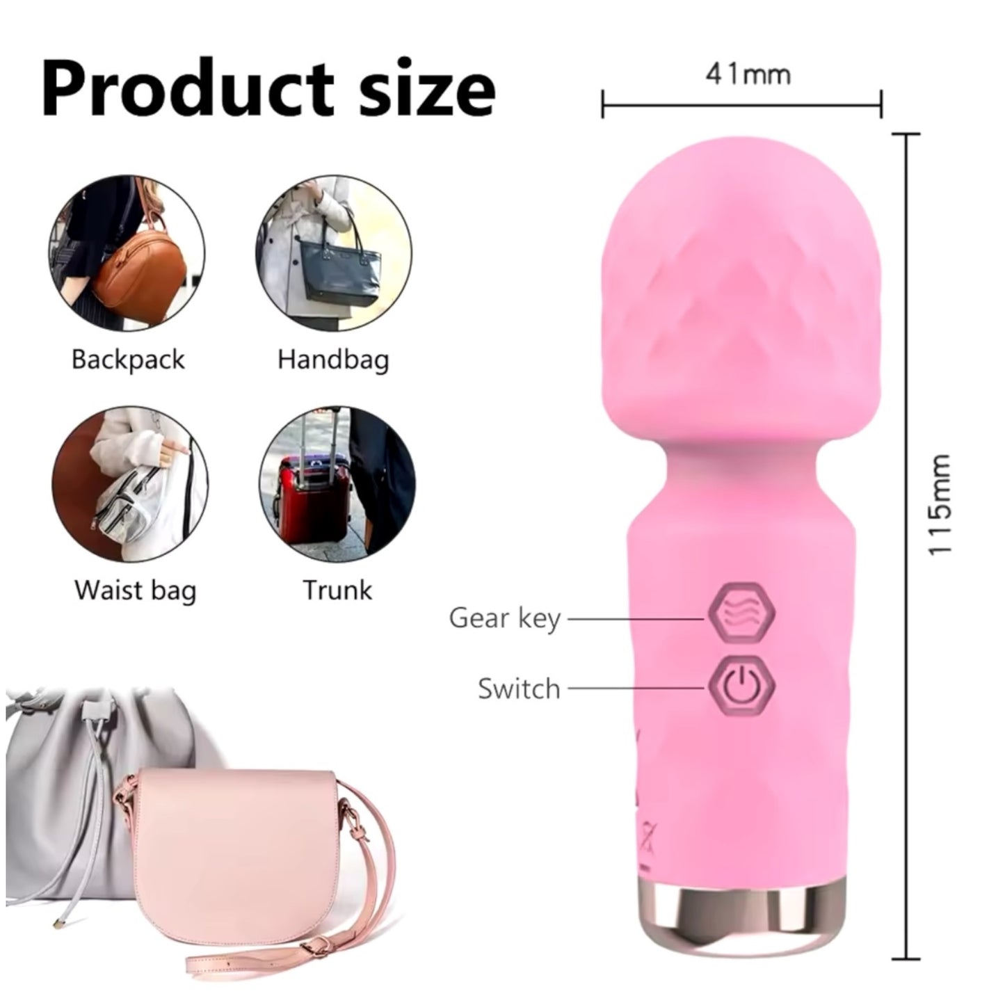 Trendy Deals - TD27237 - Super Smart AV Mini Wand Vibrator 11,5 CM Pink Usb