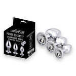 Power Escorts - BR138 - Metallic Anal Plug With Stone - 3 Pack - Colour Box- 7 Colours