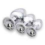 Power Escorts - BR138 - Metallic Anal Plug With Stone - 3 Pack - Colour Box- 7 Colours