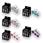 Power Escorts - BR138 - Metallic Anal Plug With Stone - 3 Pack - Colour Box- 7 Colours