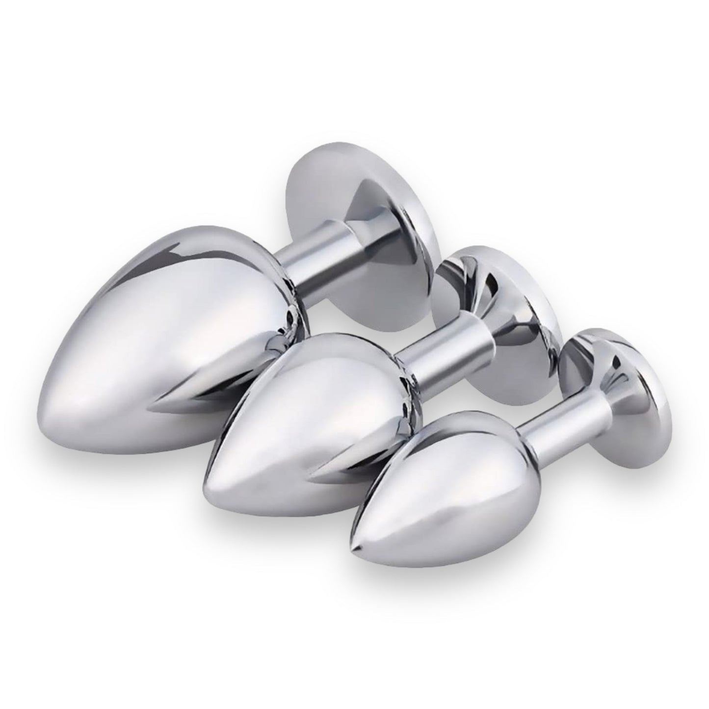 Power Escorts - BR138 - Metallic Anal Plug With Stone - 3 Pack - Colour Box- 6 Colours