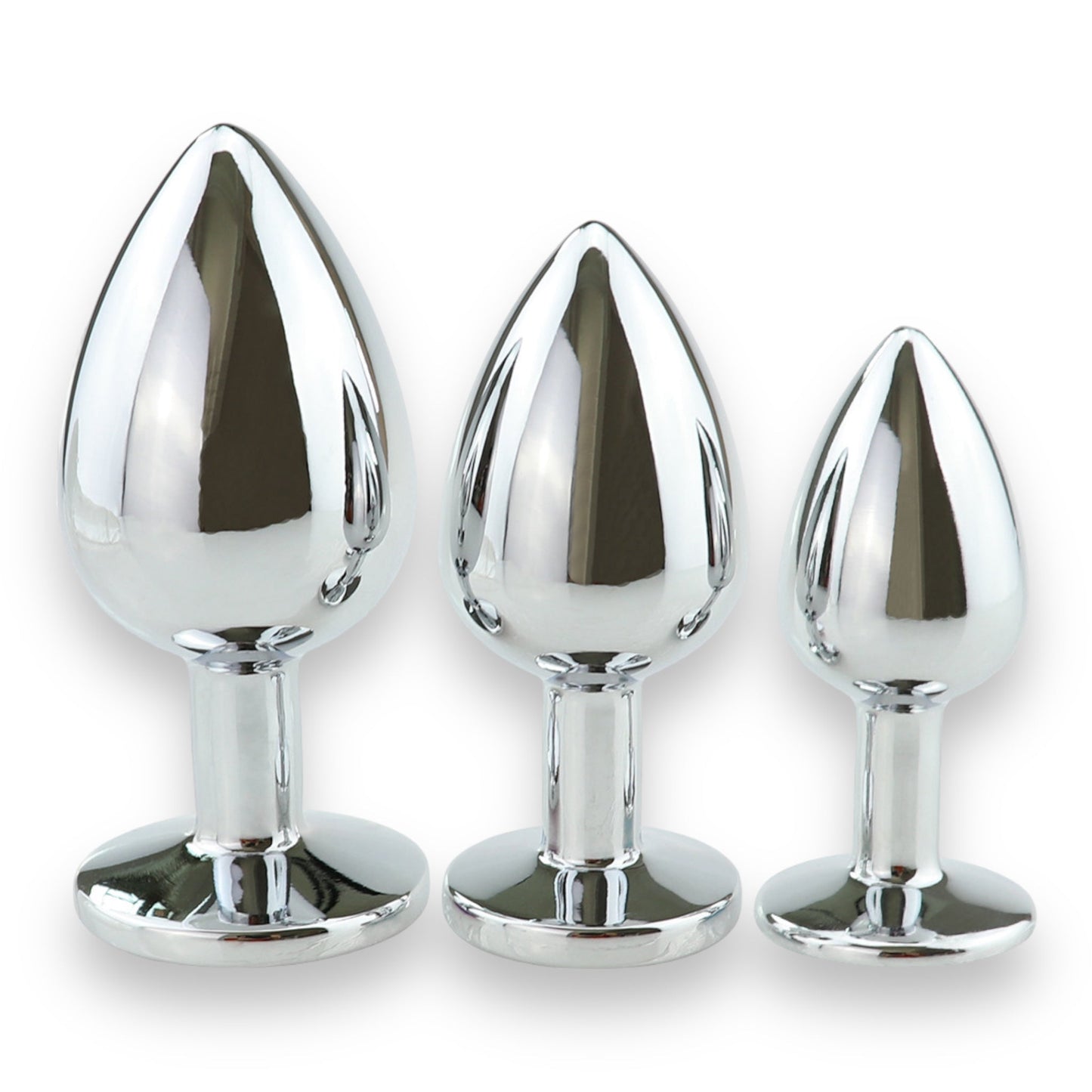 Power Escorts - BR138 - Metallic Anal Plug With Stone - 3 Pack - Colour Box- 6 Colours