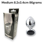 Power Escorts - BR137 - Metallic Anal Plug With Stone - 3 Sizes - 6 Colours