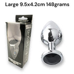 Power Escorts - BR137 - Metallic Anal Plug With Stone - 3 Sizes - 6 Colours