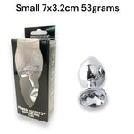 Power Escorts - BR137 - Metallic Anal Plug With Stone - 3 Sizes - 7 Colours